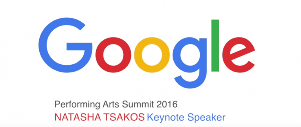 Google logo with title that reads performing arts summit 2016